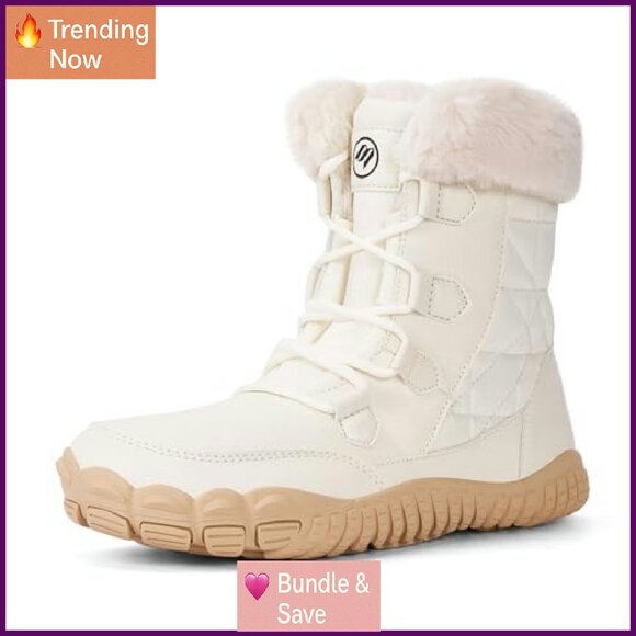 Women's Waterproof Snow Boots Wide Toe Box Zero Drop Minimalist Hiking - Picture 2 of 8